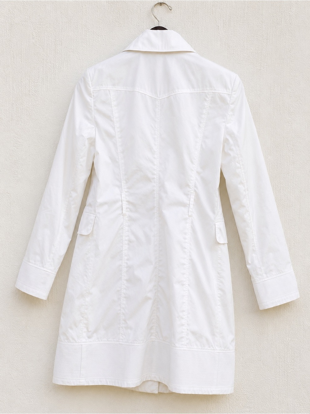 NWT Burberry London White Belted Trench Coat Women’s US 8 Made Italy - Picture 2 of 8